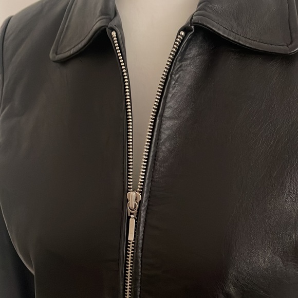 COPY - Macy’s Black Leather Jacket Petite - Picture 4 of 6